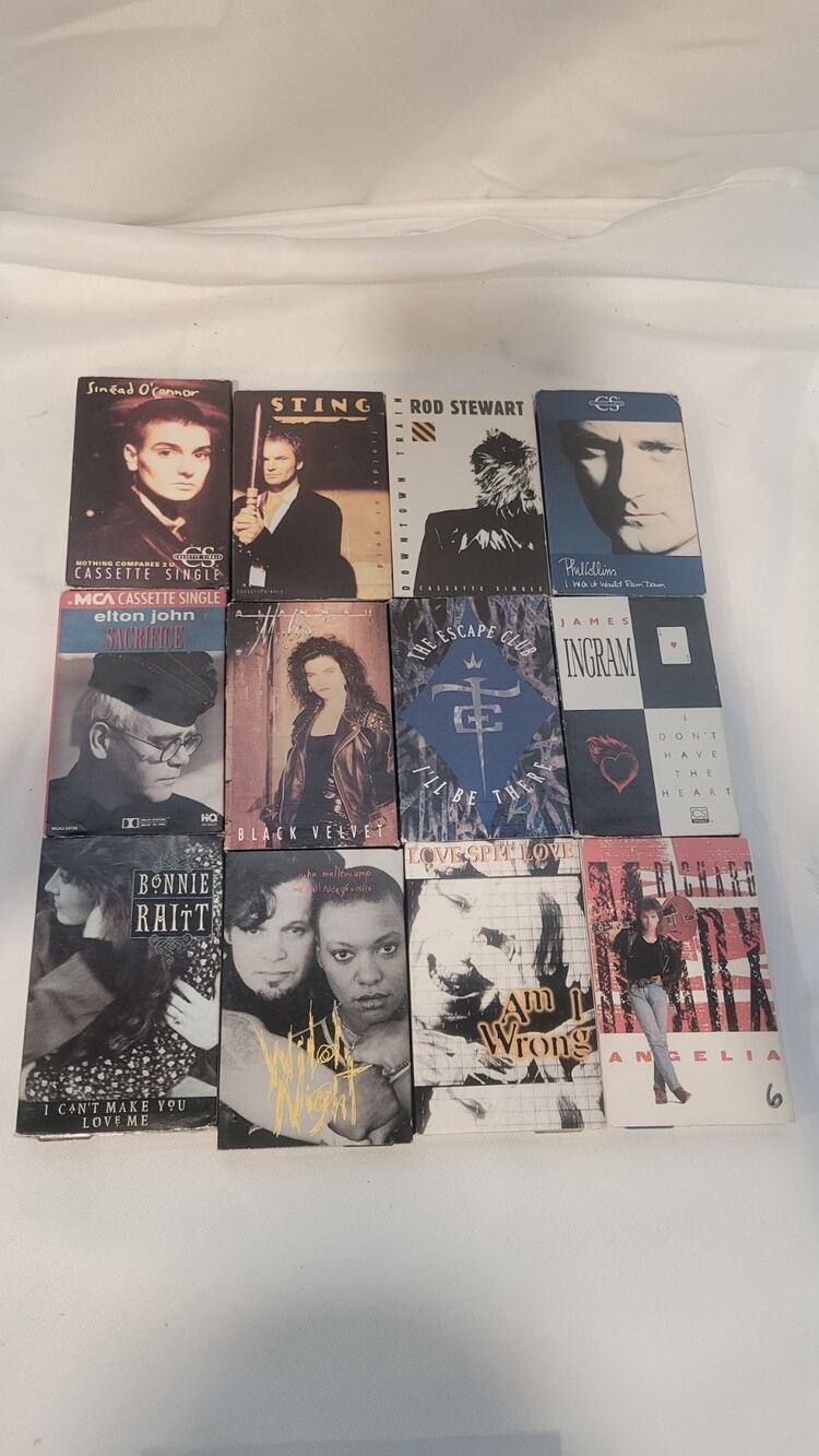 80s 90s Pop Rock Cassette Singles Lot 12 Sting Elton John Phil Collins Sinead